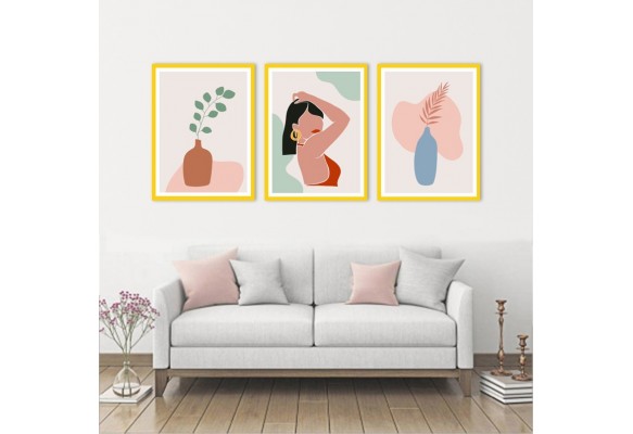 ÇERÇEVELİ ÜÇLÜ ABSTRACT TABLO SETİ